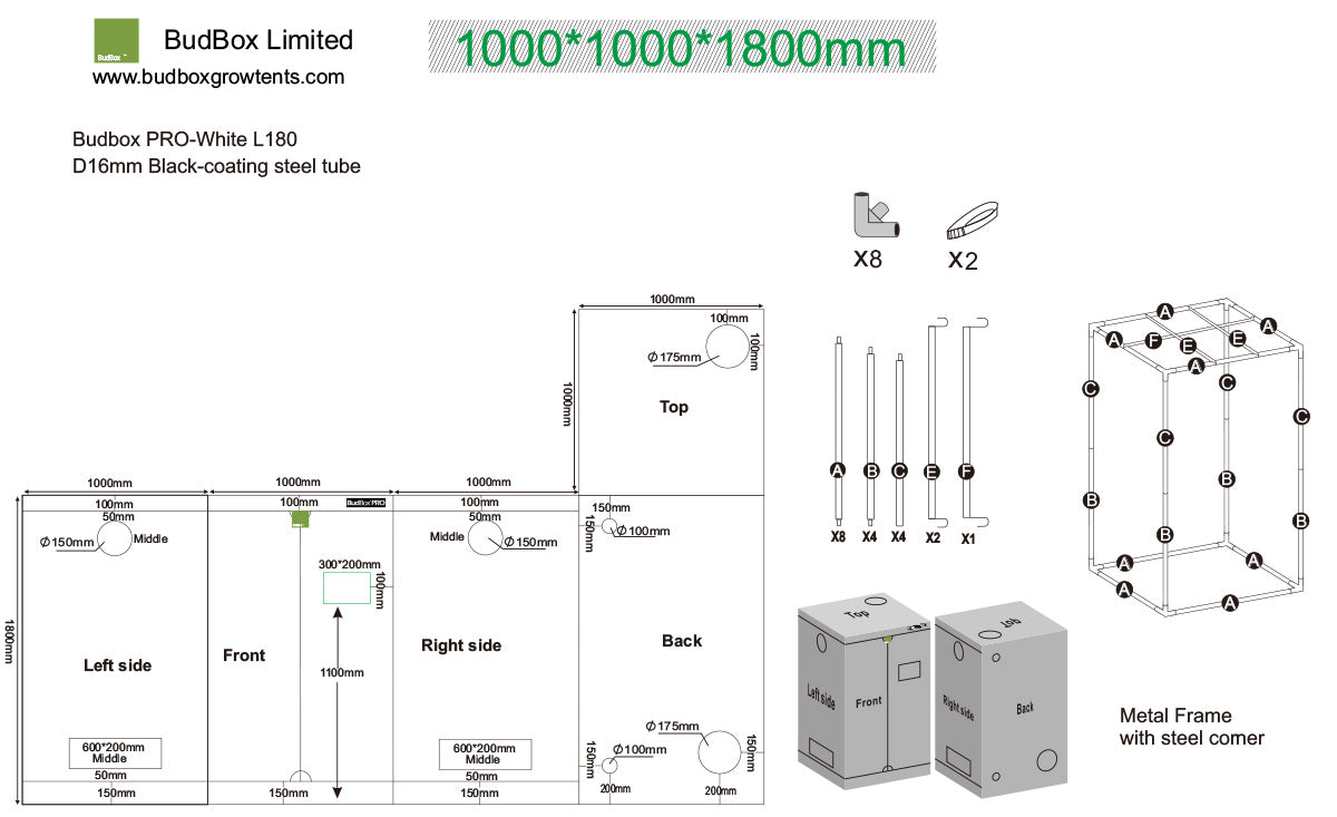 Budbox L180 (silver) 100x100x200